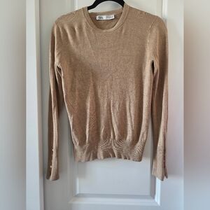 Zara Women's Beige Crew Neck Sweater